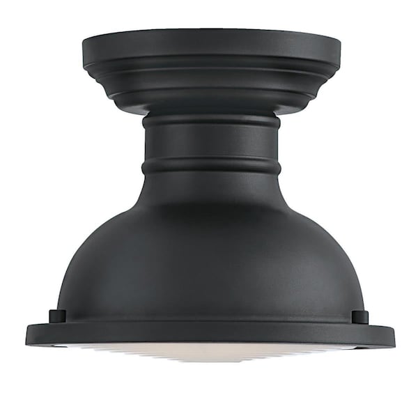 Westinghouse Fixture Ceiling Outdr SemiFlush-Mount 60W Orson 9In Txt, Black Frost Prsm Glass 6113200 - main